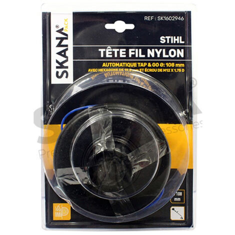 Tête Fil Nylon à Déroulement Automatique Avec 2 Fils Adaptable Pour Désherbeuses Stihl Jusqu'en 2007. Montage Sur Hexagone De 19