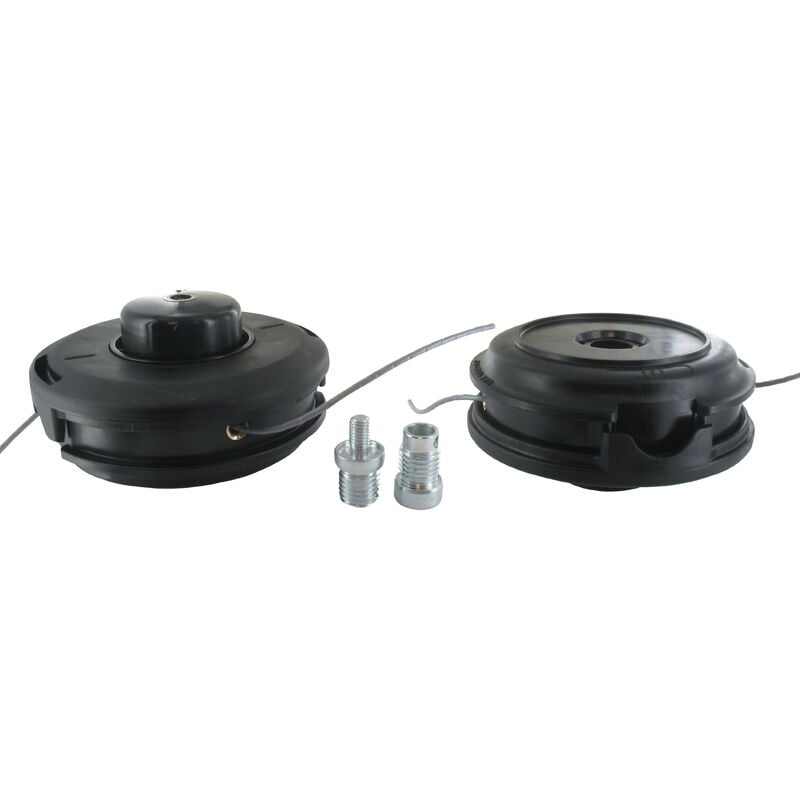 Tête fil nylon TAP-N-GO TECOMEC diamètre: 130 mm. Livrée avec du fil rond diamètre: 2,4 mm et 2 adaptateurs filetage à gauches: M8 x 1.25 mâle, M10 x