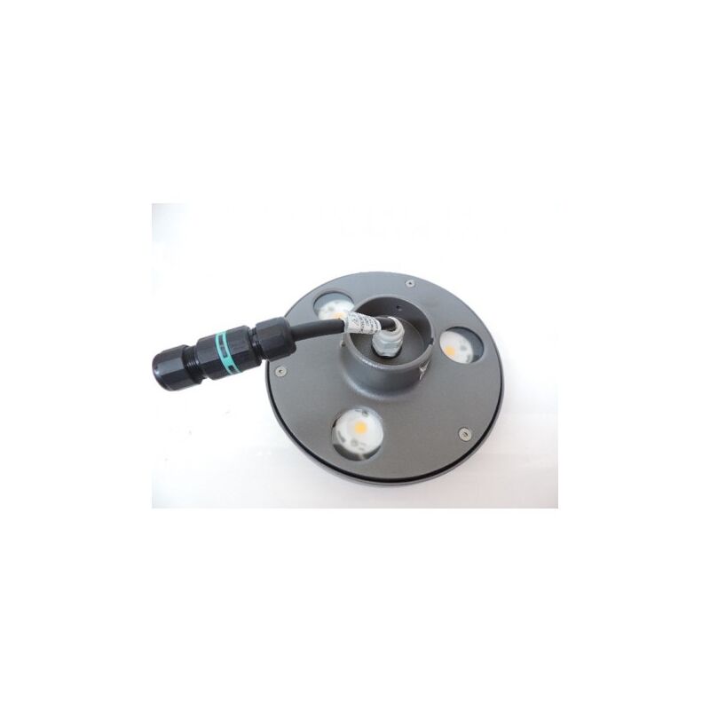 Tête led 20W ronde ø 208mm anthracite 3000K 1080lm pour borne ou mat ø 60mm extérieur avec connectique IP65 pado Prisma 304093