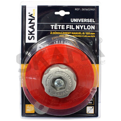 Tête Pro 2 Fils Nylon à Bouton Métal Avec Adaptateur Mâle Gauche M10 X 1,25 M/g. Déroulement Manuel Du Fil. Pour Débroussailleus