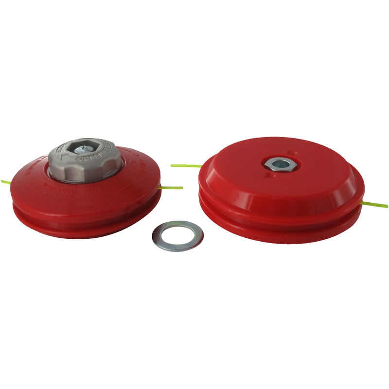 Tête pro 2 fils nylon à bouton métal TECOMEC avec adaptateur M10 x 1,00 FG STIHL à déroulement manuel.