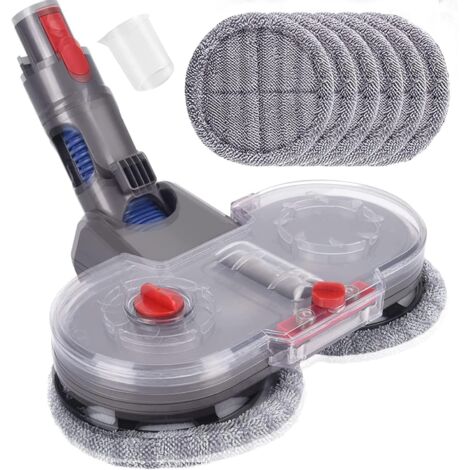 Tête serpillière électrique pour Dyson V7 V8 V10 V11 V15 avec réservoir d'eau amovible et 6 lingettes lavables – Nettoyage hybride sec et humide, pour sols durs et carrelage