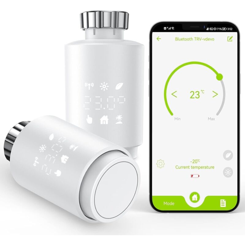 Tête Thermostatique Connectée, Thermostat Radiateur Intelligent(HUB REQUIS) Compatible avec Alexa/Google Home, Vanne Thermostatique Programmable