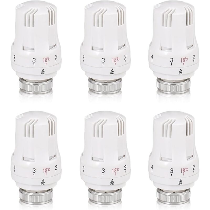 Shining House - Tête Thermostatique de Radiateur - 6 Pièces, M30 x 1,5 pour Maison et Bureau