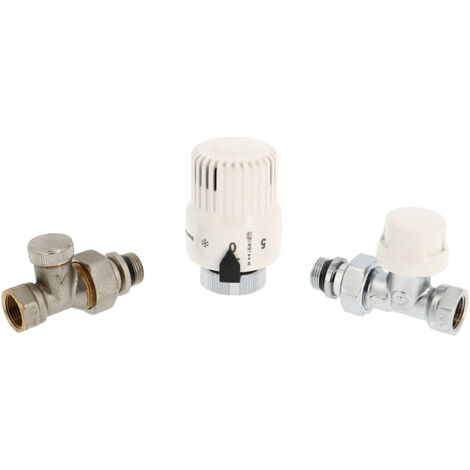 Tête thermostatique Pas de 30x1,5 + corps chromé 1/2" (15/21) Droit + raccord - Thermador