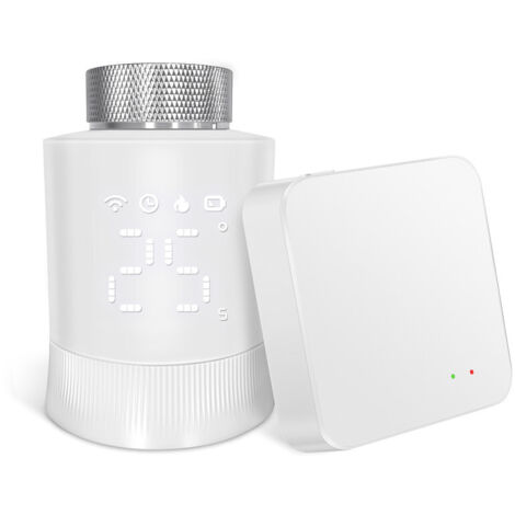 Tête thermostatique Radiateur - 3,0 Tête de Vanne de Radiateur - Avec Kit de connectivité Passerelle - Vanne Thermostatique Programmable - Contrôle des App Smart Life - pour Zigbee, Google - CONENTOOL