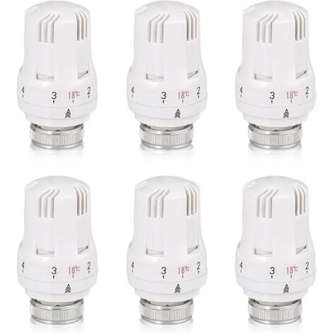 MISSDONG Tete Thermostatique Radiateur, 6 Pièces Tête de Vanne de Radiateur, Robinet Thermostatique Radiateur, M30 X 1,5 Tête de Thermostat, Tête de Radiateur pour Le Bureau et La Maison(A)