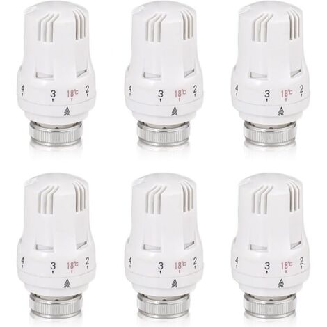 Tete Thermostatique Radiateur, 6 Pièces Tête de Vanne de Radiateur, Robinet Thermostatique Radiateur, M30 X 1,5 Tête de Thermostat, Tête de Radiateur pour Le Bureau et La Maison(A)-différentes quantit