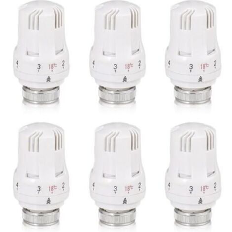 Tete Thermostatique Radiateur, 6 Pièces Tête de Vanne de Radiateur, Robinet Thermostatique Radiateur, M30 X 1,5 Tête de Thermostat, Tête de Radiateur pour Le Bureau et La Maison(A)-différentes quantit