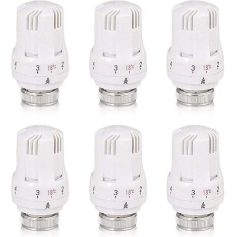 Tete Thermostatique Radiateur, 6 Pièces Tête de Vanne de Radiateur, Robinet Thermostatique Radiateur, M30 X 1,5 Tête de Thermostat, Tête de Radiateur pour Le Bureau et La Maison(A)-différentes quantit