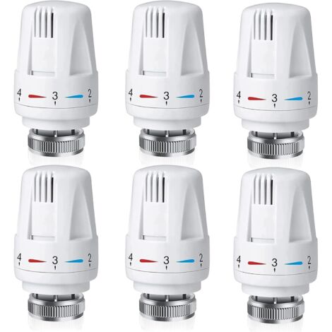 Tête thermostatique radiateur M30 x 1,5 – Lot de 6 vannes – Régulation automatique de température – Protection antigel intégrée