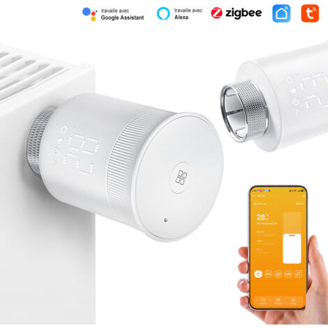 Tete Thermostatique Radiateur Zigbee - 3,0 TRV Tête de Vanne de Radiateur - Vanne Thermostatique Connectée Programmable - Contrôle des applications Smart Life - CONENTOOL