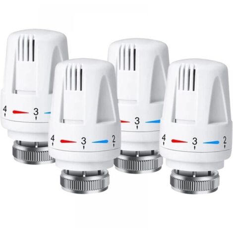 Tête thermostatique, thermostat M30 X 1,5 Tête thermostatique Système de chauffage Contrôle de la température pour le bureau à domicile, etc, 4 pièces