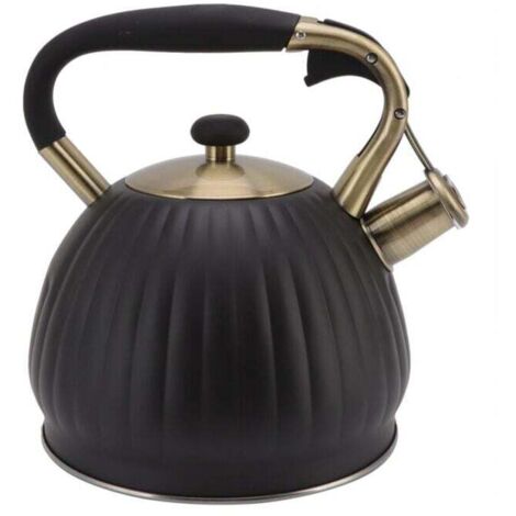 Tetera de acero inoxidable con silbato de calabaza negra de 3,5 l para estufa