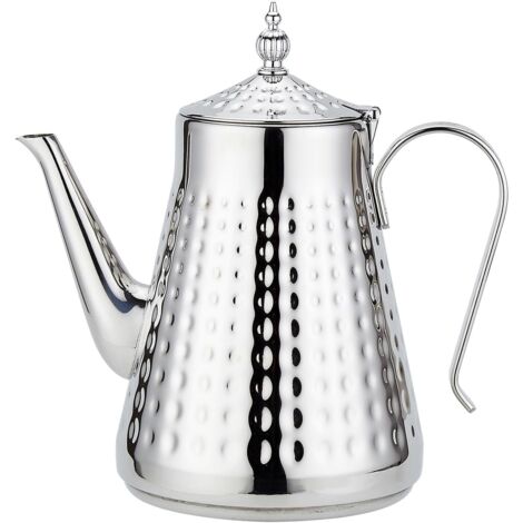 Tetera de acero inoxidable de 1650 ml con infusor extraíble, tetera vintage, color plata.
