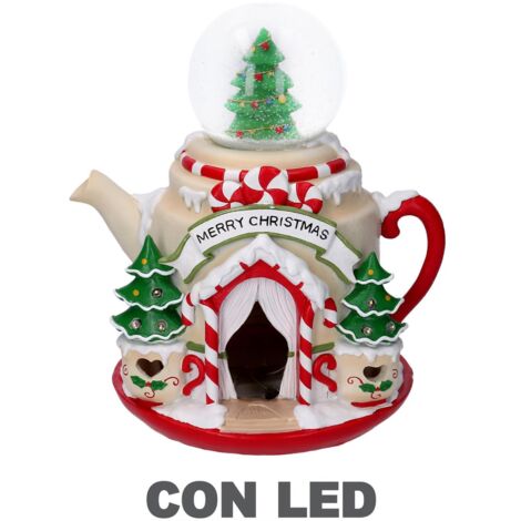 Tetera resina led bola cristal rojo cm25x22x28