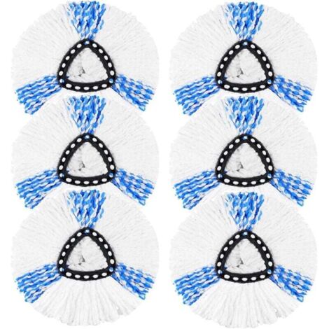 Têtes de brosse de rechange pour Vileda Turbo 2-en-1 EasyWring & Clean, compatibles avec le kit de remplacement de têtes de brosse O-Cedar (6 blanches-bleues).