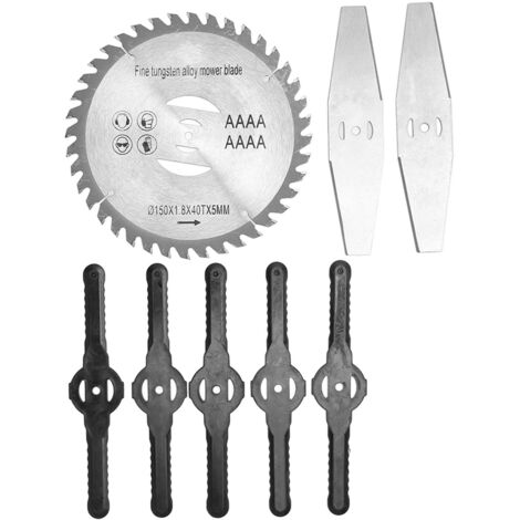 Têtes de coupe pour débroussailleuse Lames en alliage 150 mm Lames rondes 6 pouces 5 lames en plastique noir Lames pour tête de débroussailleuse pour tondeuse à gazon au lithium