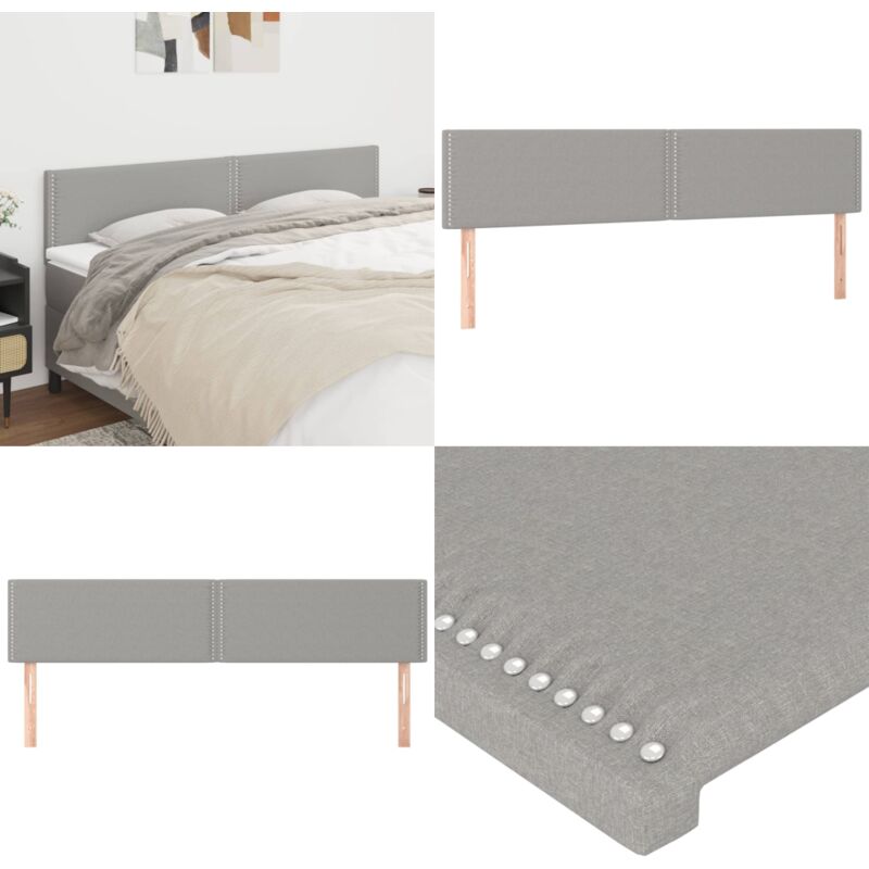 Têtes de lit 2 pcs Gris clair 80x5x78/88 cm Tissu - Tête De Lit - Têtière De Lit - Literie - Meuble De Chambre - Décoration Chambre - Home & Living