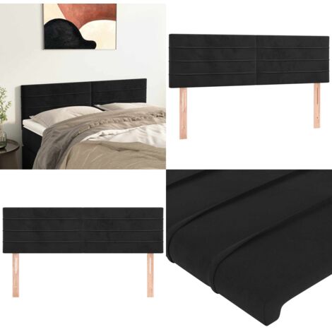 Têtes de lit 2 pcs Noir 72x5x78/88 cm Velours - Tête De Lit - Tête De Lit Velours - Tête De Lit Noire - Têtes De Lit Jumelles - Literie - Home & Living