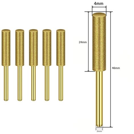 Têtes de meulage, 6 pièces de fraise cylindrique revêtue de diamant doré, affûteur de scie à chaîne, lime à chaîne en pierre, outil d'affûtage de scie (4 mm)