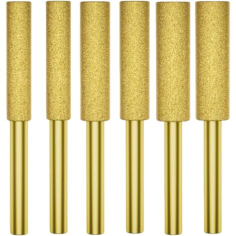 Têtes de meulage revêtues titane 4 mm, 4,8 mm, 5 mm pour chaîne tronçonneuse, lot de 6 pièces.