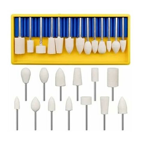Têtes de Polissage, Tête de Meule en Feutre de Laine, Accessoires de Polissage de Meule de Polissage, Utilisée pour Polir les Bijoux et Le Métal 13Pcs Ternel