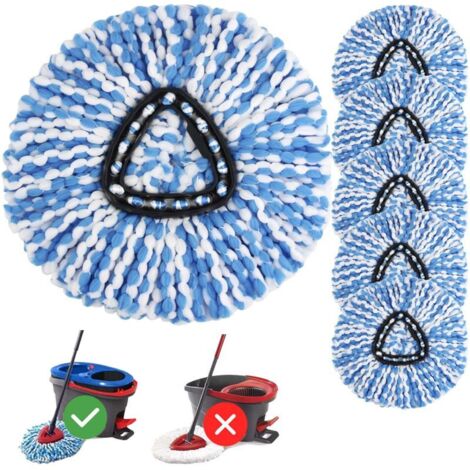 têtes de rechange rotatives pour balai (conviennent aux systèmes à double seau, éponge en microfibre, lavables en machine)