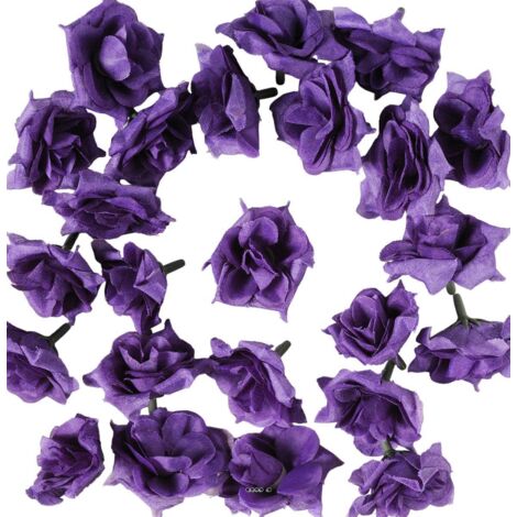 têtes de rose Artificielle X 24 Bleu Royal D 5 cm pour Boule de rose - couleur: Bleu royal 250