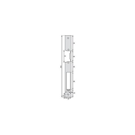 Têtière de gâche pour menuiserie bois type S968 longue double empennage en acier inox - EFF EFF