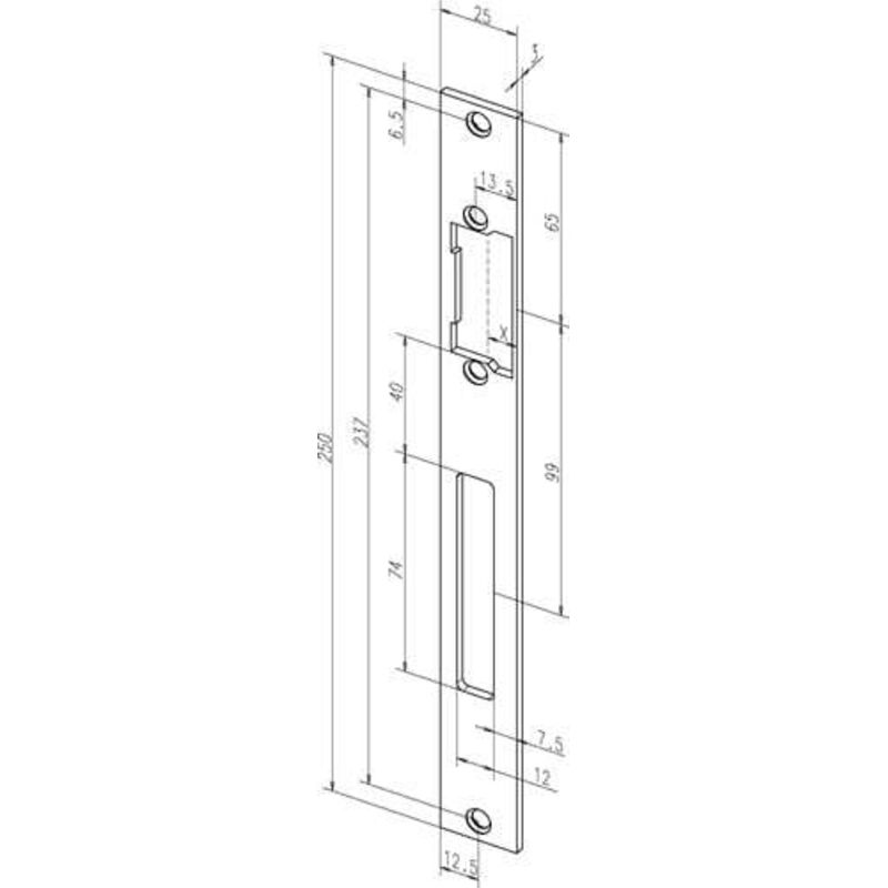 ASSA ABLOY Gâche plate 691 VA ma ktg.l.25xL.250mm DIN L/R - -69136