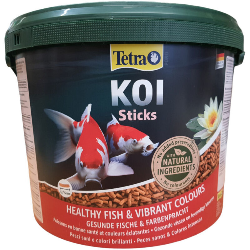 Aliment complet flottant Koï stick 10 litres , 1,5 kg pour carpes koï de bassin Tetra