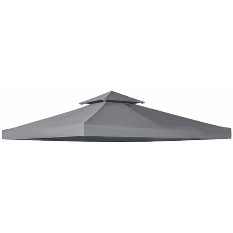 Tetto di Ricambio per Gazebo 3x3m a 2 Livelli e Resistente ai Raggi UV Grigio Scuro