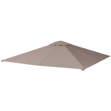 Tetto di Ricambio per Gazebo 3x3m con Prese d'Aria e Fori di Drenaggio 298x295 cm in Poliestere Beige