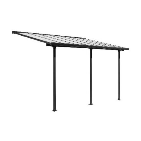 Tettoia addossata in alluminio con tenda 501x307 cm – Pergola con copertura in policarbonato 6 mm anti-UV – Telo ecrù regolabile – TT3050AL+RT Foresta