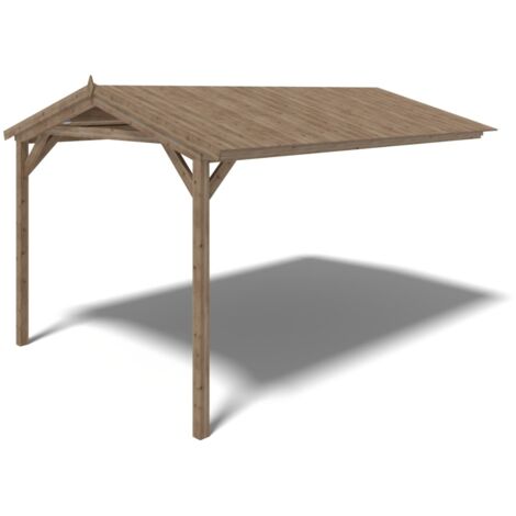 Tettoia di terazzo in legno - 4.00x2.76m - impregnata - colore marrone - DOS194