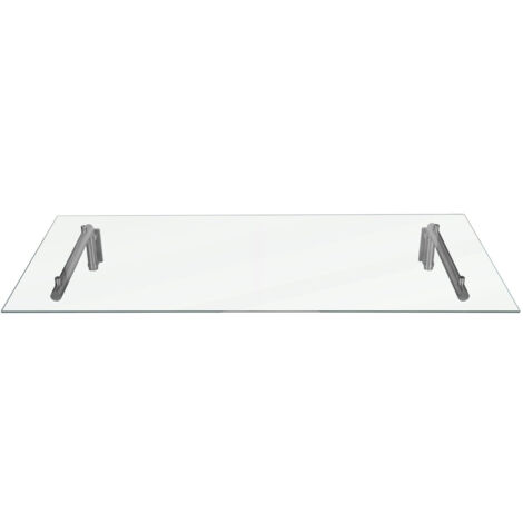 Tettoia in Vetro 144 x 80cm con Staffe in Acciaio Inossidabile per Porte Esterne