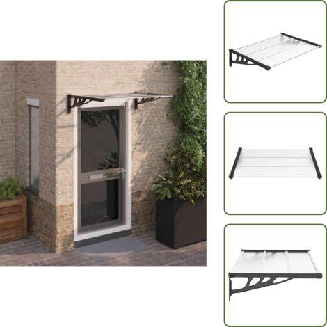Tettoia per ingresso - vidaXL Tettoia per Porta Nero e Trasparente 122x90 cm in Policarbonato - Tettoia da veranda