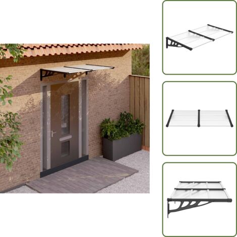Tettoia per ingresso - vidaXL Tettoia per Porta Nero e Trasparente 152,5x90 cm Policarbonato - Tettoia da veranda