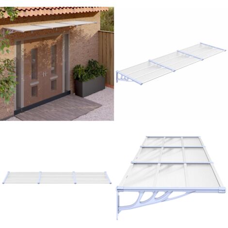 Tettoia per Porta Grigio e Trasparente 297,5x90cm Policarbonato - Protezione porta - Tettoia in policarbonato