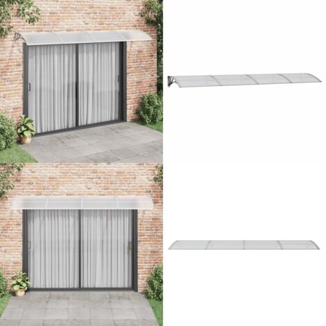 Tettoia per Porta Grigio e Trasparente 350x75 cm Policarbonato - Protezione porta - Tettoia in policarbonato