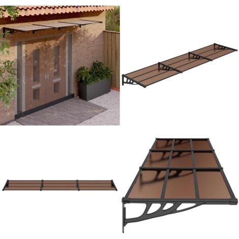 Tettoia per Porta Nera 358,5x90 cm in Policarbonato - Protezione porta - Tettoia in policarbonato