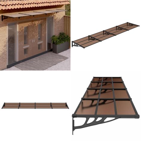 Tettoia per Porta Nera 396x90 cm in Policarbonato - Protezione porta - Tettoia in policarbonato