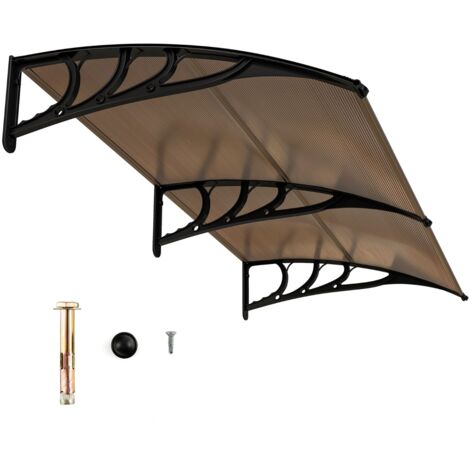 Tettoia per porta per protezione da sole pioggia neve, Tettoia per porta finestra in alluminio Marrone 199x99cm