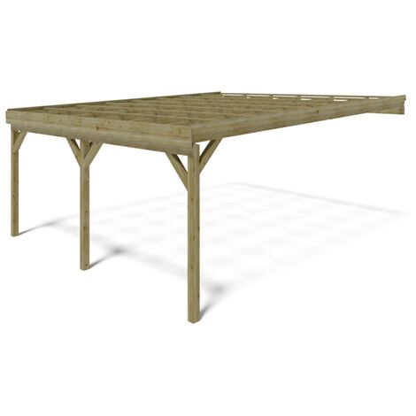 Tettoia posto auto coperto in legno 5.80x5.06 m - 29.00 m2 - addossato - CAR23