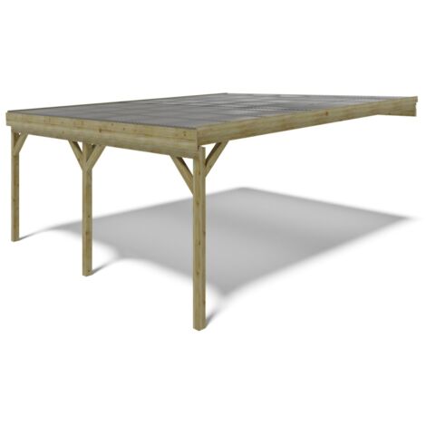 Tettoia posto auto coperto in legno 5.80x5.06 m - 29.00 m2 - copertura PVC   - CAR23PVCTR