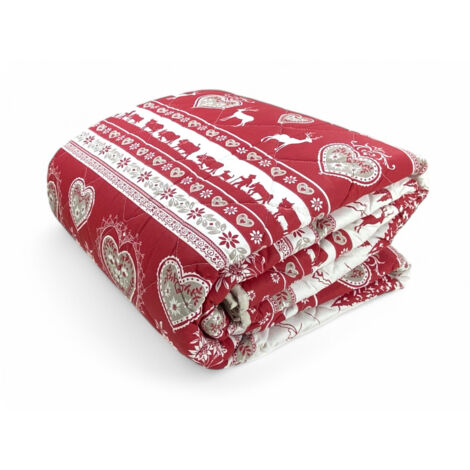 Tex Family – Couvre-lit matelassé 170x260 cm en coton Rouge – Garnissage 200 g/m² – Lavable en machine – Fabriqué en Italie