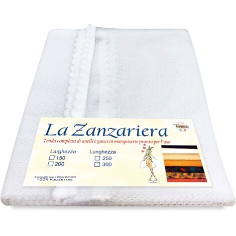Tex family Tenda Zanzariera da Esterno Balcone Giardino  Rete Anti Insetti con Frangia e Occhielli  Poliestere Resistente  Ideale per Porta e Finestra  Cm. 150x250  Bianco