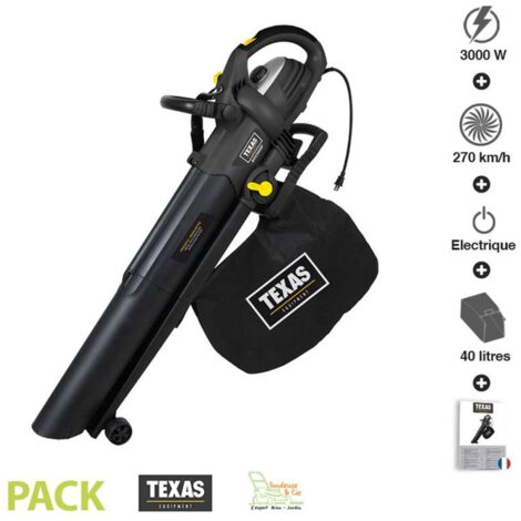 Texas – Souffleur broyeur de feuilles électrique 3000W – Débit d'air 840m³/h – Couteaux en aluminium pour efficacité – Usage pro et semi-pro - BVX3000P