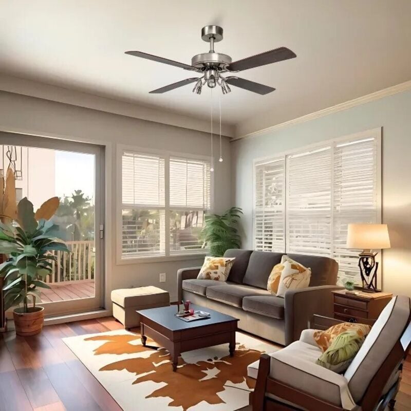 Ols Original - texas Ventilateur de plafond avec lumière nickel/bois Ø132